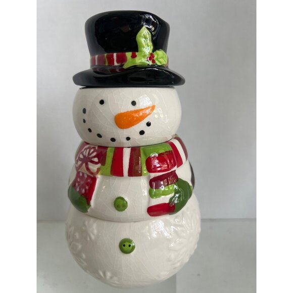 Vtg Pier 1 4pc Frosty Snowman Measuring Cup Set Ceramic Christmascore Grannycore - Picture 1 of 8